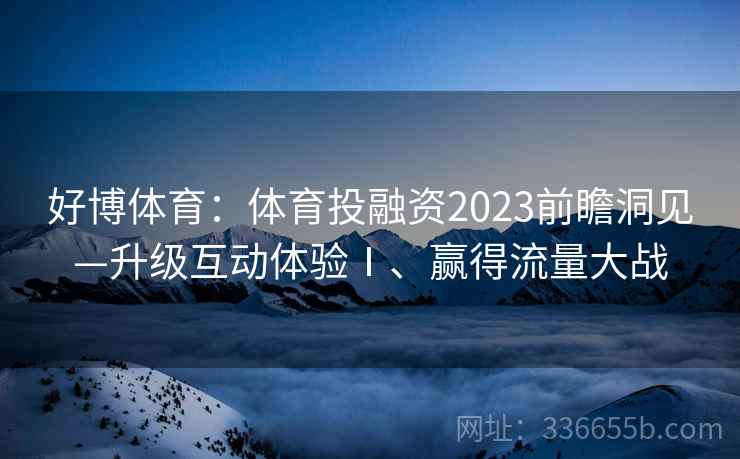 好博体育：体育投融资2023前瞻洞见—升级互动体验Ⅰ、赢得流量大战